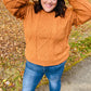 Joyful Days Rust Cable Knit Tassel Fringe Sweater