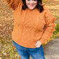 Joyful Days Rust Cable Knit Tassel Fringe Sweater