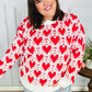 True Hearts Ivory & Red Heart Oversized Sweater