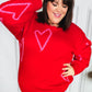 Make You Smile Red Heart Jacquard Oversized Sweater