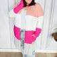 Face The Day Blush Wide Stripe Hacci Colorblock Cardigan