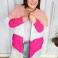 Face The Day Blush Wide Stripe Hacci Colorblock Cardigan