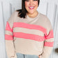 Rally Day Taupe & Coral Game Day Stripe Outseam Terry Top