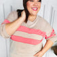 Rally Day Taupe & Coral Game Day Stripe Outseam Terry Top