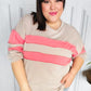 Rally Day Taupe & Coral Game Day Stripe Outseam Terry Top