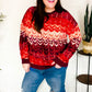 Holiday Vibes Wine Cable Knit Print Hacci Knit Sweater