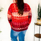 Holiday Vibes Wine Cable Knit Print Hacci Knit Sweater