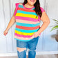 Relaxed Fun Mint & Fuchsia Stripe Flutter Sleeve Terry Knit Top