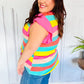 Relaxed Fun Mint & Fuchsia Stripe Flutter Sleeve Terry Knit Top