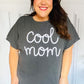 Take A Bow Charcoal "Cool Mom" Embroidery Pop-Up Rib Dolman Top