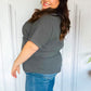 Take A Bow Charcoal "Cool Mom" Embroidery Pop-Up Rib Dolman Top