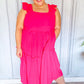 Lots To Love Fuchsia Smocked Flutter Sleeve Tiered Midi Dress