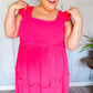 Lots To Love Fuchsia Smocked Flutter Sleeve Tiered Midi Dress