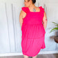 Lots To Love Fuchsia Smocked Flutter Sleeve Tiered Midi Dress