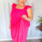 Lots To Love Fuchsia Smocked Flutter Sleeve Tiered Midi Dress