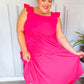 Lots To Love Fuchsia Smocked Flutter Sleeve Tiered Midi Dress