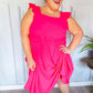 Lots To Love Fuchsia Smocked Flutter Sleeve Tiered Midi Dress