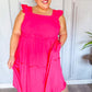 Lots To Love Fuchsia Smocked Flutter Sleeve Tiered Midi Dress