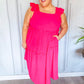 Lots To Love Fuchsia Smocked Flutter Sleeve Tiered Midi Dress