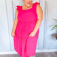 Lots To Love Fuchsia Smocked Flutter Sleeve Tiered Midi Dress