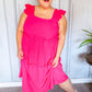 Lots To Love Fuchsia Smocked Flutter Sleeve Tiered Midi Dress