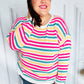 Bold & Sassy Fuchsia Multi Stripe Pullover Sweater