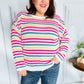 Bold & Sassy Fuchsia Multi Stripe Pullover Sweater