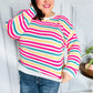 Bold & Sassy Fuchsia Multi Stripe Pullover Sweater