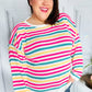 Bold & Sassy Fuchsia Multi Stripe Pullover Sweater