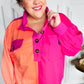 Feeling Bold Orange & Fuchsia Color Block Button Down Top