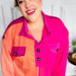 Feeling Bold Orange & Fuchsia Color Block Button Down Top