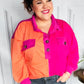 Feeling Bold Orange & Fuchsia Color Block Button Down Top