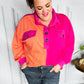 Feeling Bold Orange & Fuchsia Color Block Button Down Top