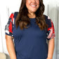 Stand-Out Navy Patriotic Patchwork Puff Sleeve Top