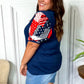 Stand-Out Navy Patriotic Patchwork Puff Sleeve Top