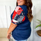 Stand-Out Navy Patriotic Patchwork Puff Sleeve Top