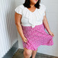 Fuchsia Leopard Two Fer Ruffle V Neck Woven Dress