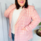 Get To It Pink Plaid Double Breasted Collar Lapel Blazer