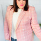 Get To It Pink Plaid Double Breasted Collar Lapel Blazer