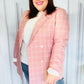 Get To It Pink Plaid Double Breasted Collar Lapel Blazer