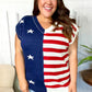 Stars & Stripes Americana V Neck Dolman Sweater Top