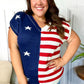 Stars & Stripes Americana V Neck Dolman Sweater Top