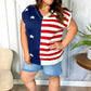 Stars & Stripes Americana V Neck Dolman Sweater Top