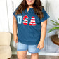 USA Navy Patch Notched Neck Dolman Top