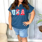 USA Navy Patch Notched Neck Dolman Top