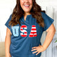 USA Navy Patch Notched Neck Dolman Top