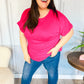 Be Your Best Fuchsia Cable Knit Dolman Short Sleeve Sweater Top