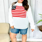 American Flag White Crochet Oversized Knit Sweater