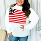 American Flag White Crochet Oversized Knit Sweater