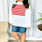 American Flag White Crochet Oversized Knit Sweater